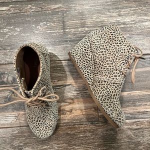 TOMS Cheetah Print Wedge Booties leopard boots